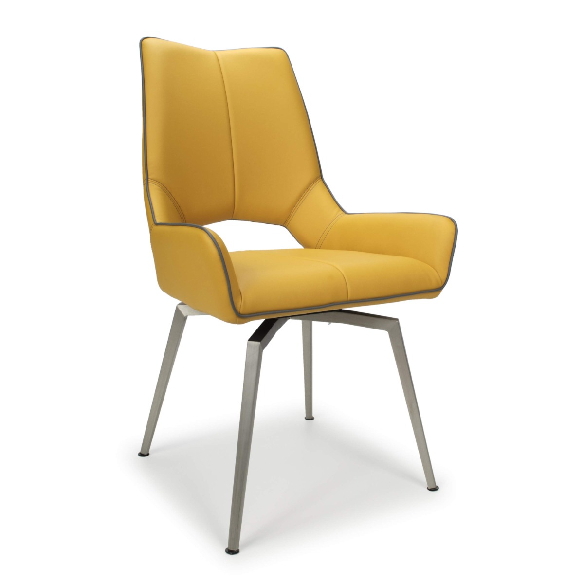 Flair Mako Swivel Leather Effect Dining Chair (Pair) Yellow
