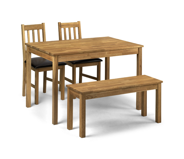 Julian Bowen rectangular Coxmoor Oak Dining Set (2 Chairs + bench)