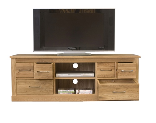Image of Baumhaus Mobel Oak Widescreen Television Cabinet