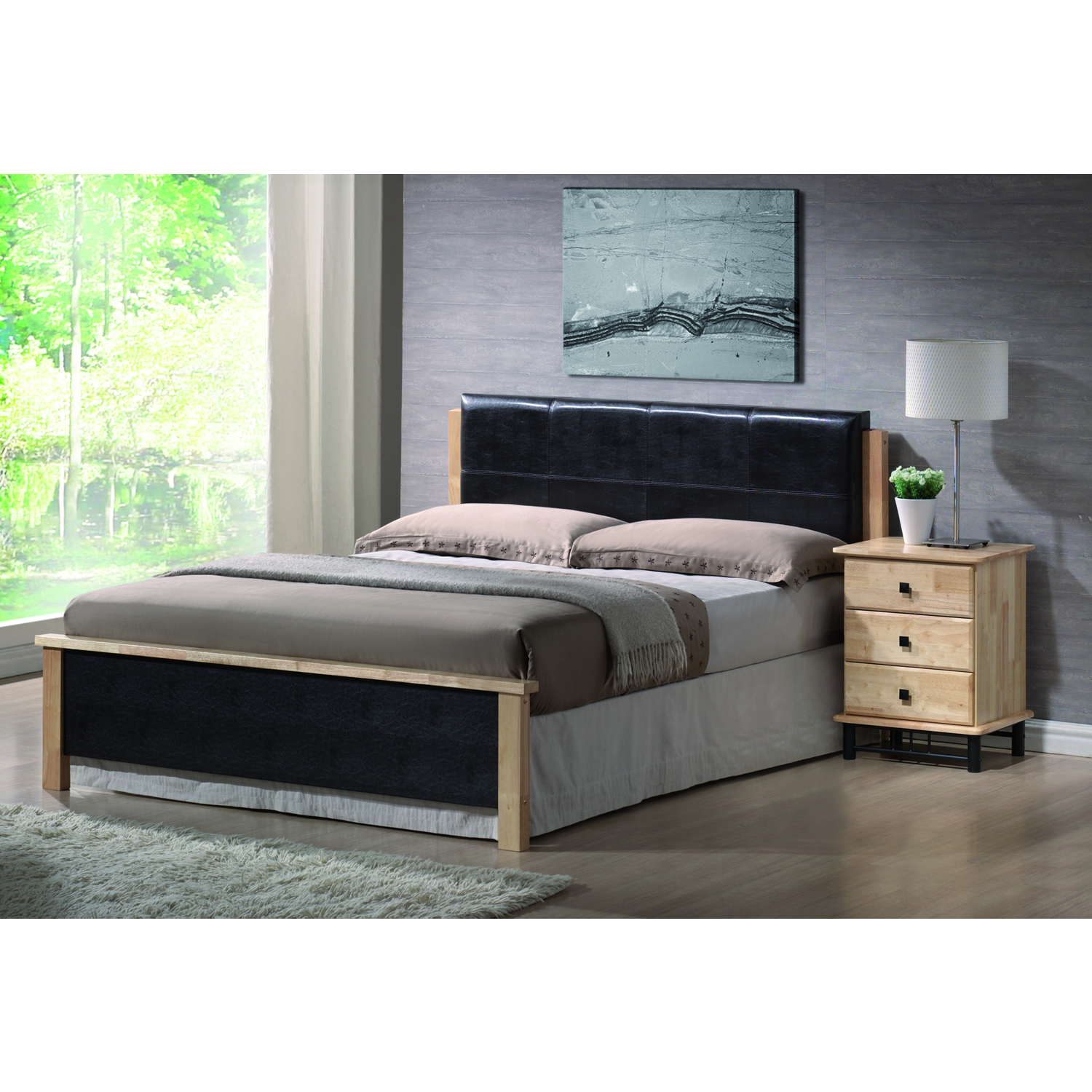 Image of Ambers International Carina Wooden and Faux Leather Bed Frame