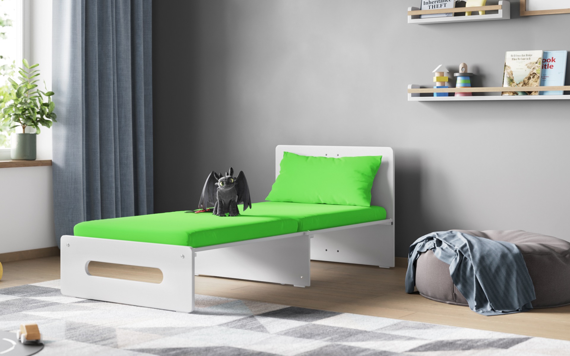 Flair Cosmic Pull Out Futon White Lime Green