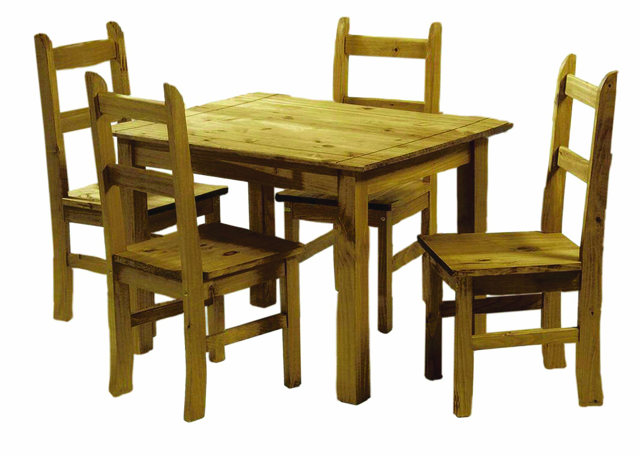 LPD Ecuador Mexican Pine Dining Set with 4 Chairs
