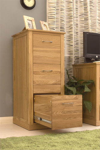 Image of Baumhaus Mobel Oak 3 Drawer Filing Cabinet
