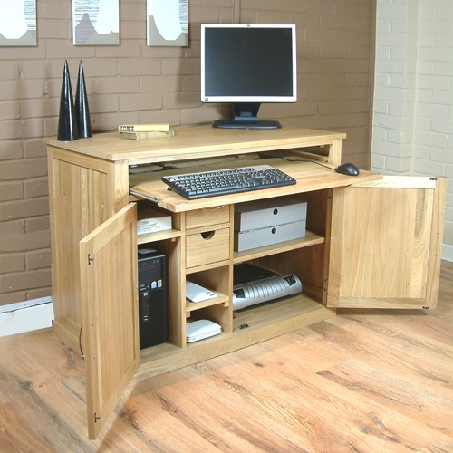 Image of Baumhaus Mobel Oak Hidden Home Office Desk