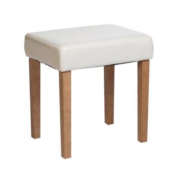 Expo Line Hamilton Upholstered Stool with Ivory Faux Leather