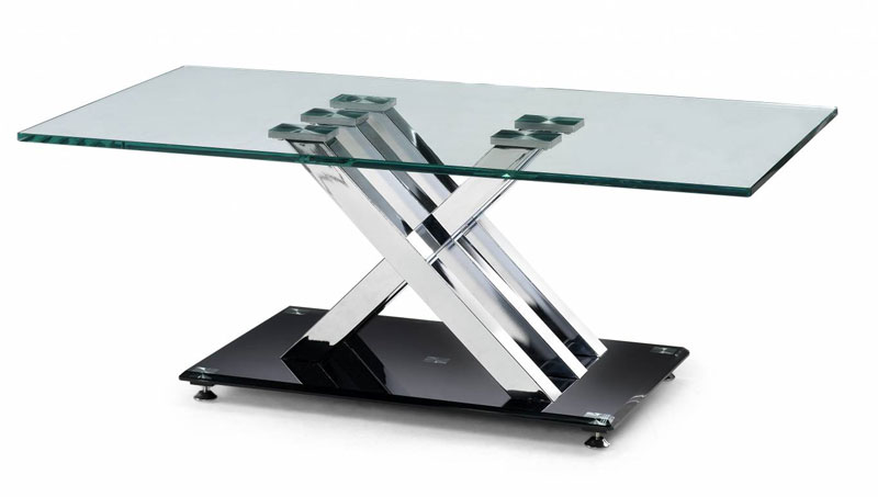 Julian Bowen X-Frame Chrome Glass Coffee Table