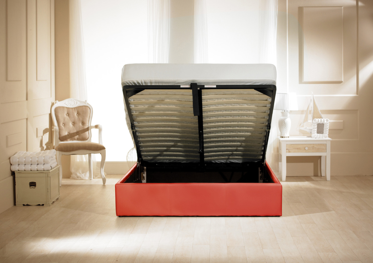 Emporia Beds Madrid Ottoman in Red Double