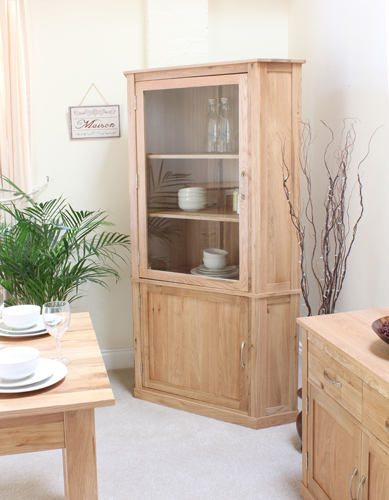 Image of Mobel Oak Large Corner Display Cabinet