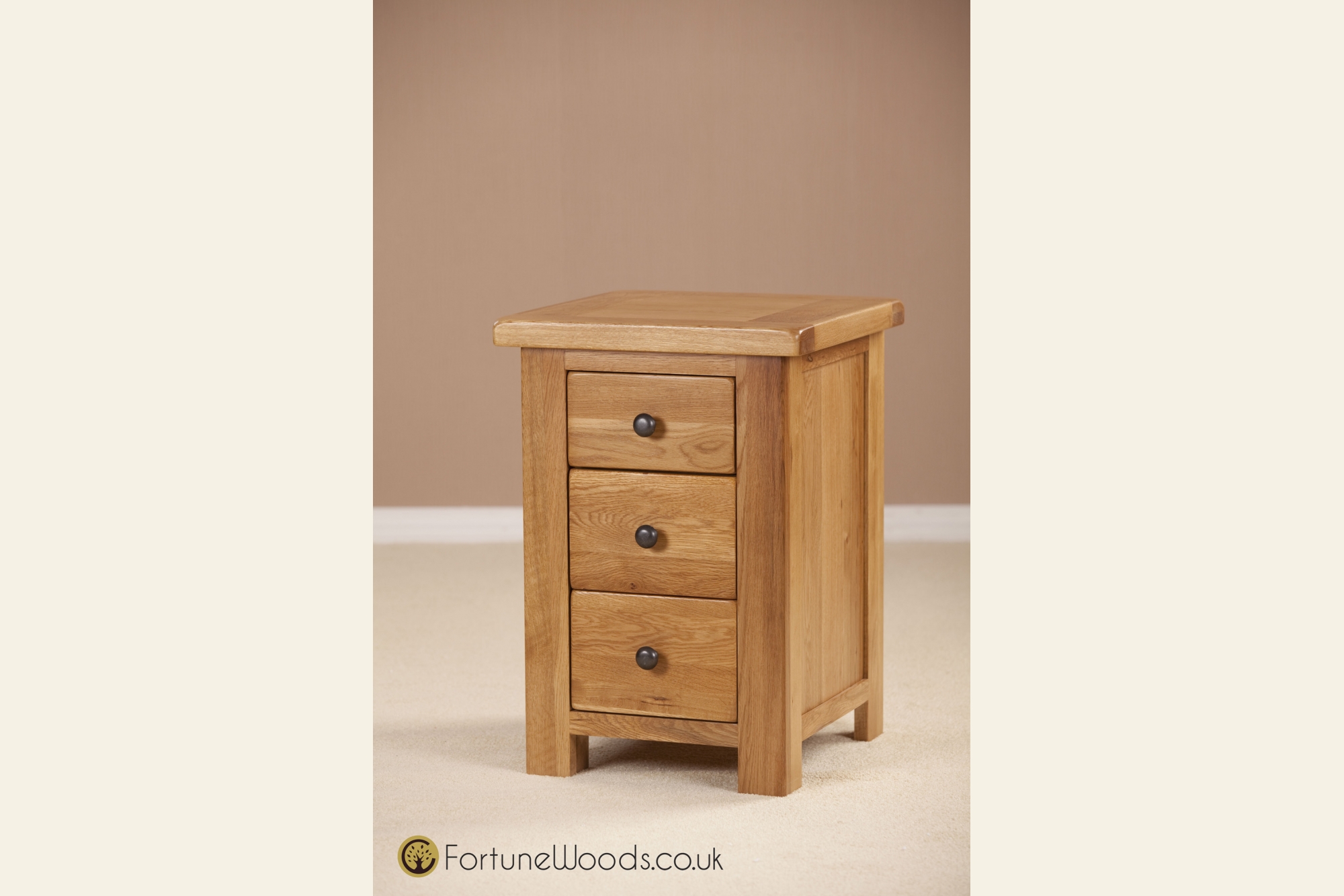 Fortune Woods Cotswold 3 Drawer High Bedside