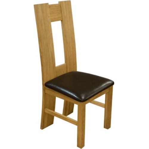 Home Style H-Back Oak Leather Dining Chair