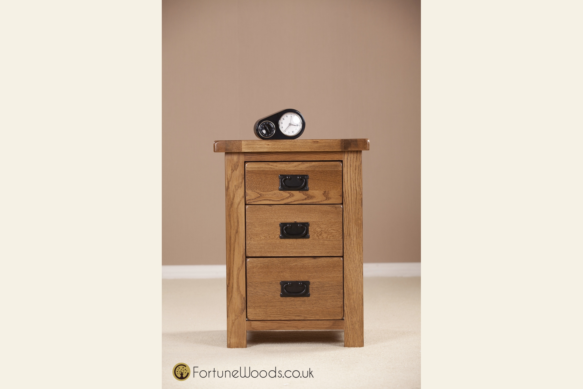 Fortune Woods Rustic 3 Drawer High Bedside