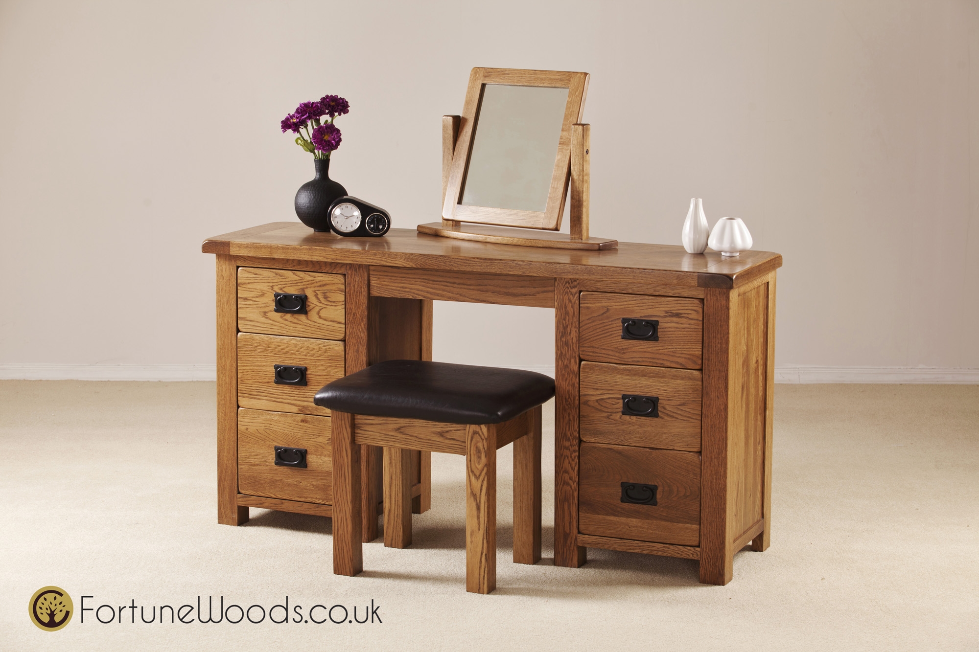 Fortune Woods Rustic Double Dressing Table