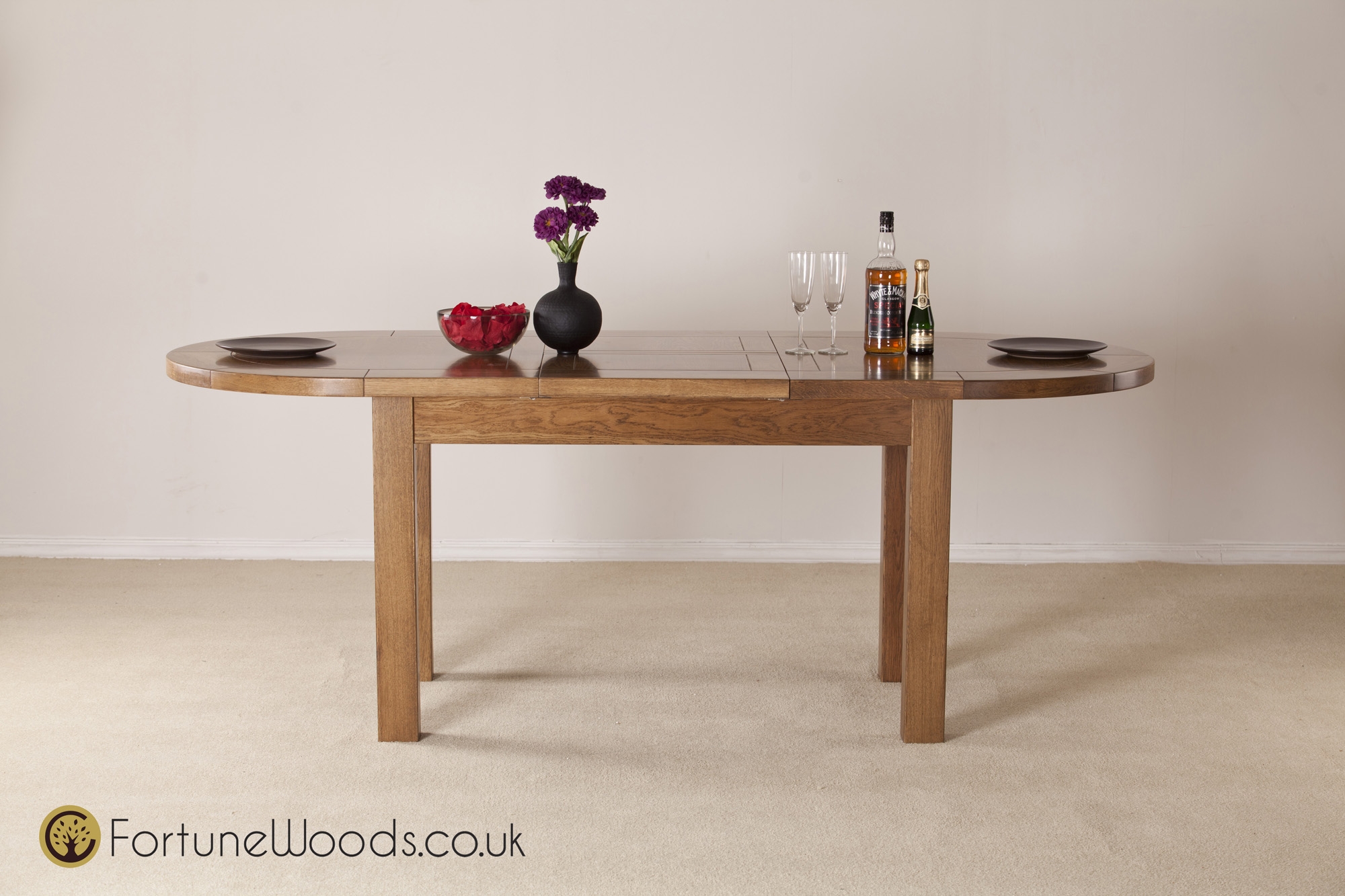 Fortune Woods Rustic Large D-End Extending Table