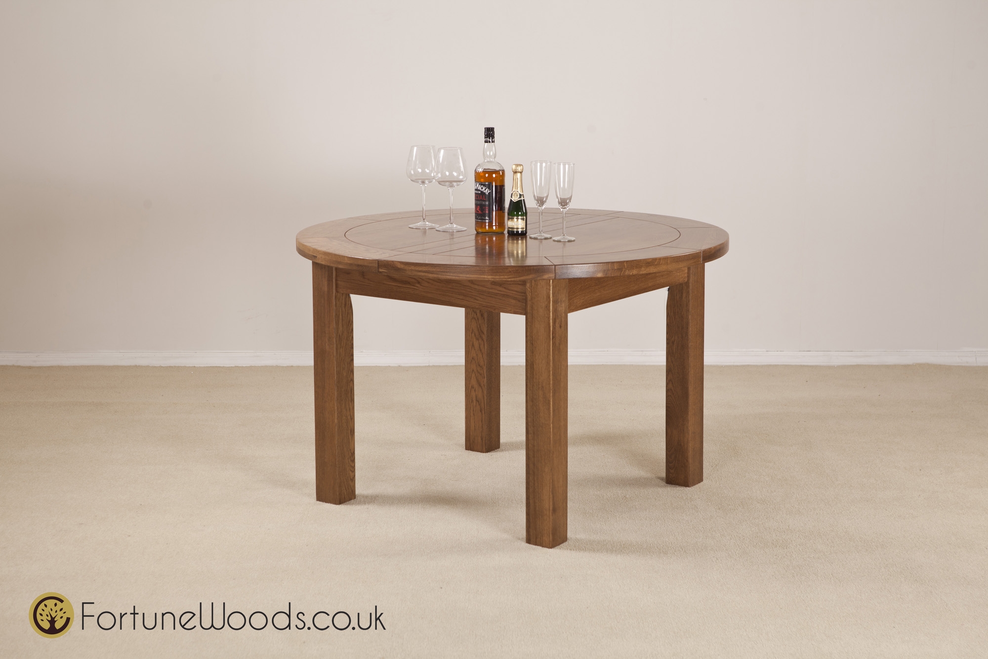 Fortune Woods Rustic Round Extending Table