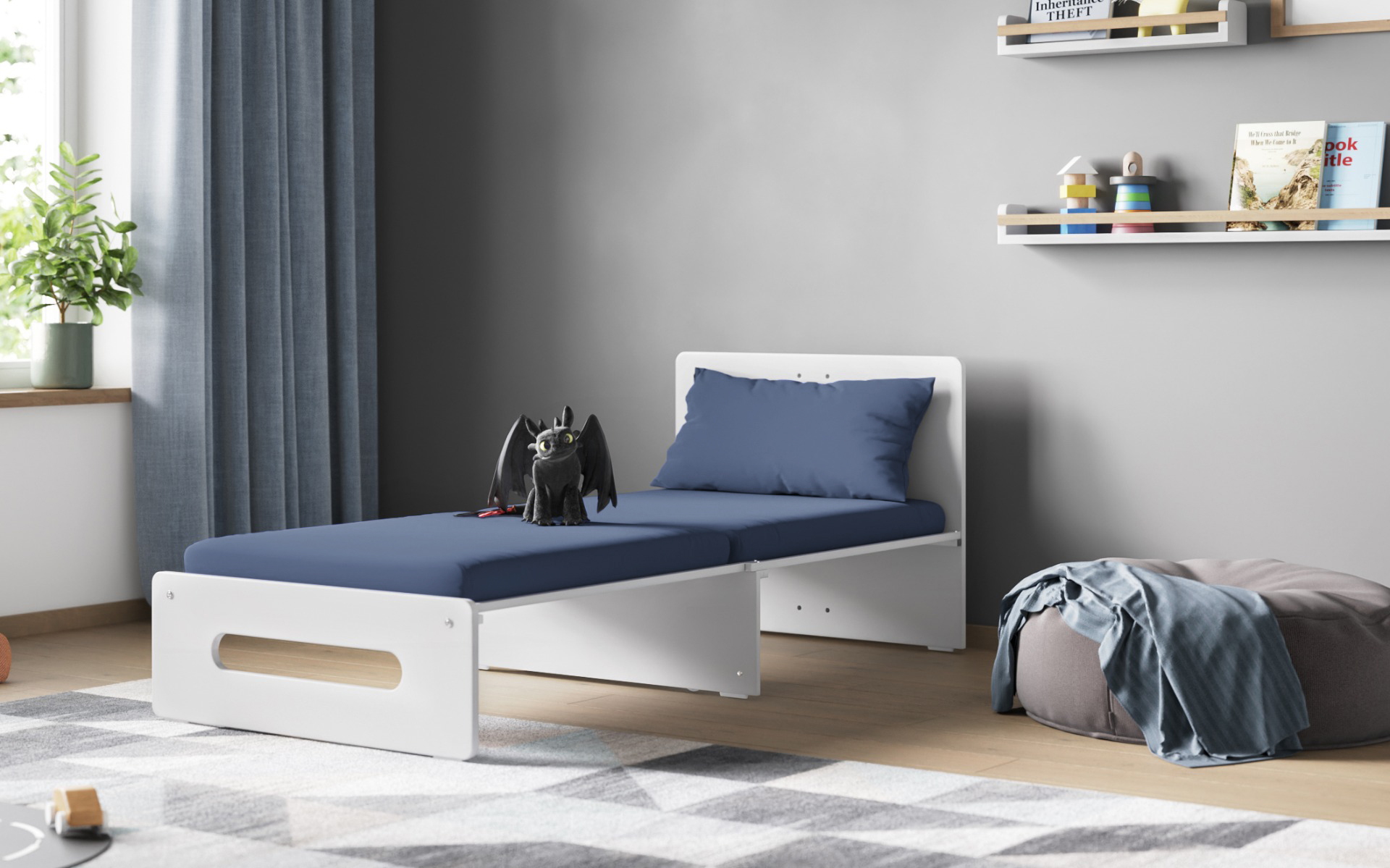 Flair Cosmic Pull Out Futon White Navy Blue