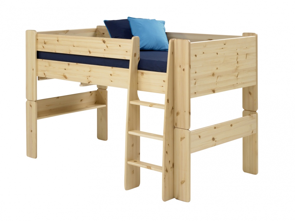 Steens For Kids Mid Sleeper Set In Natural Lacquer Blue And Light Blue