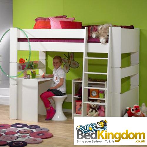 Steens For Kids High Sleeper with Desk and Low Bookcase