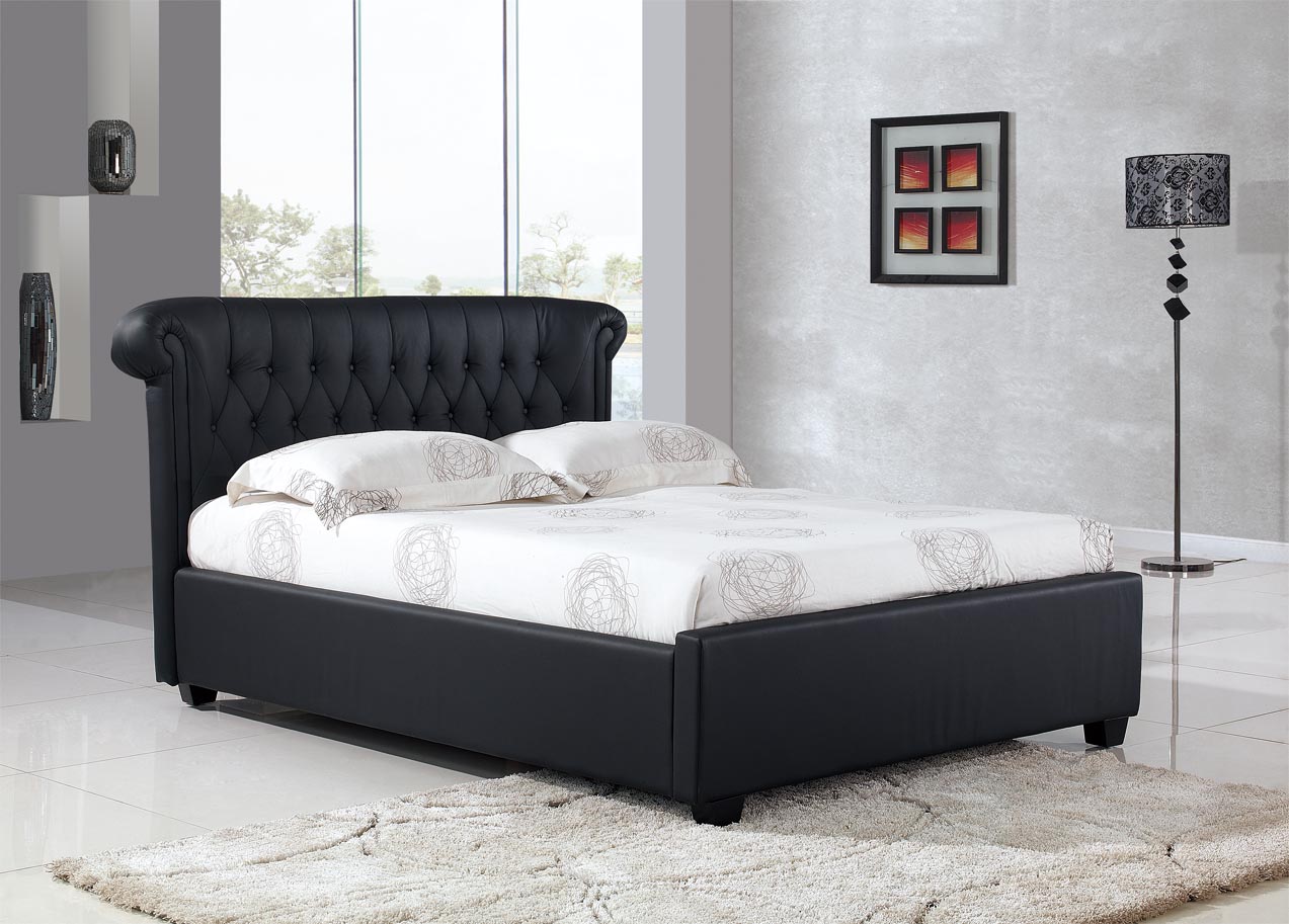 Harmony Vienna Faux Leather Bedframe Brown Double