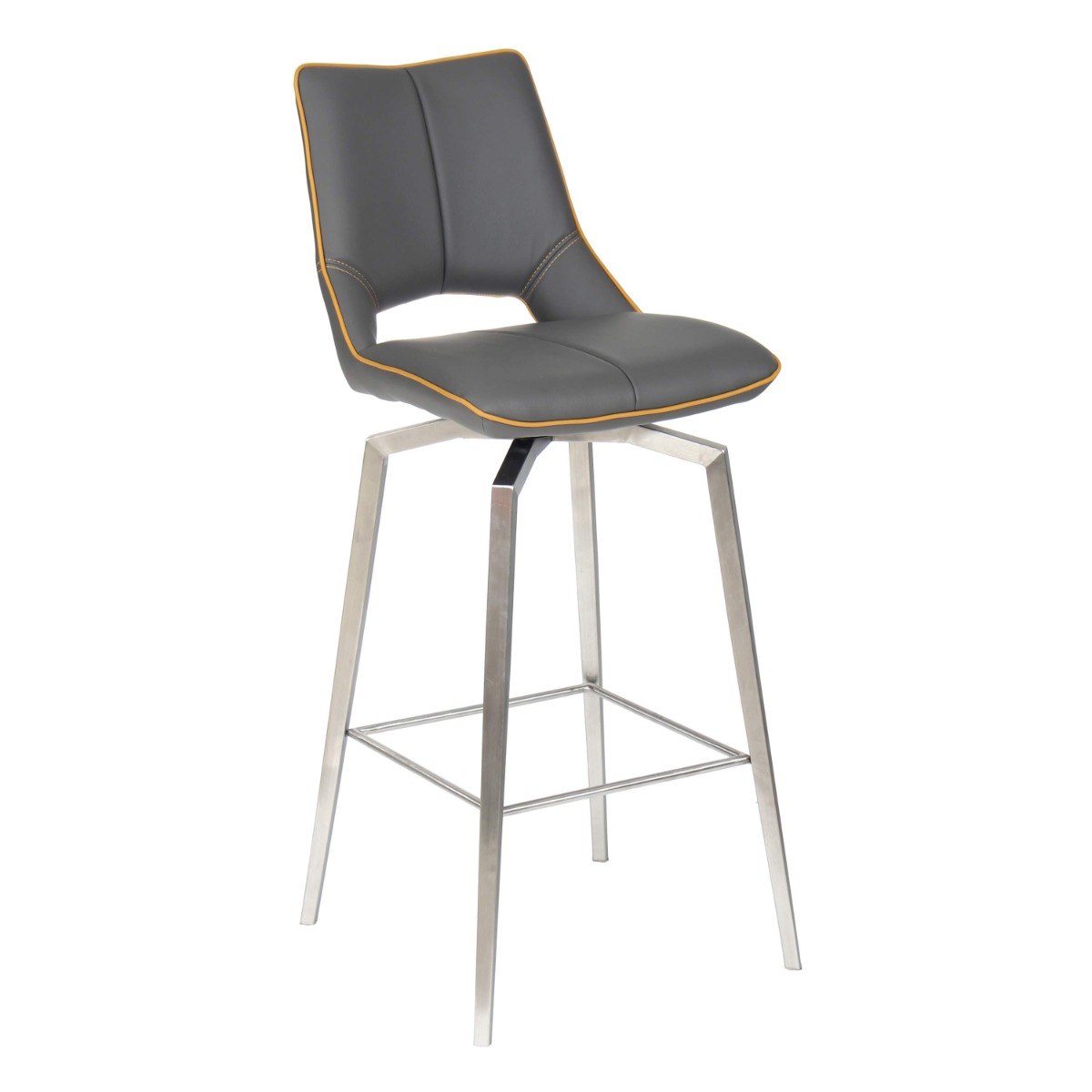 Flair Mako Swivel Leather Effect Bar Chair Graphite Grey