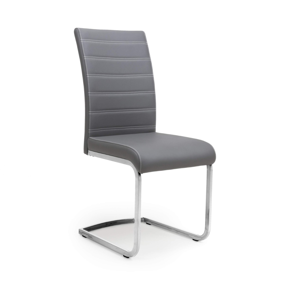Flair Callisto Leather Effect Dining Chair (Pair) Grey