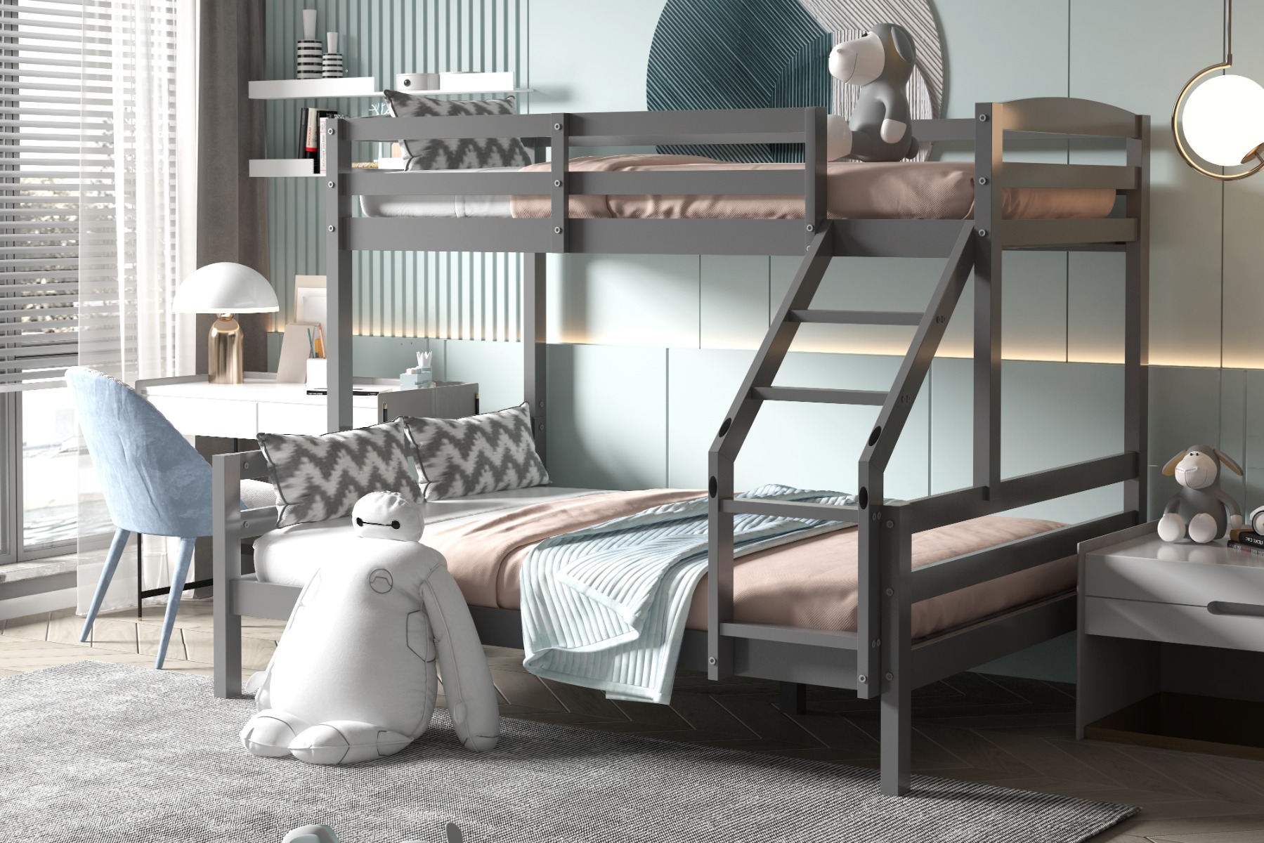 Flair Wooden Hopin Triple Bunk Bed Grey