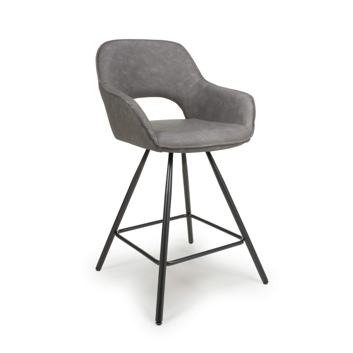 Flair Truro Leather Effect Bar Chair (Pair) Charcoal