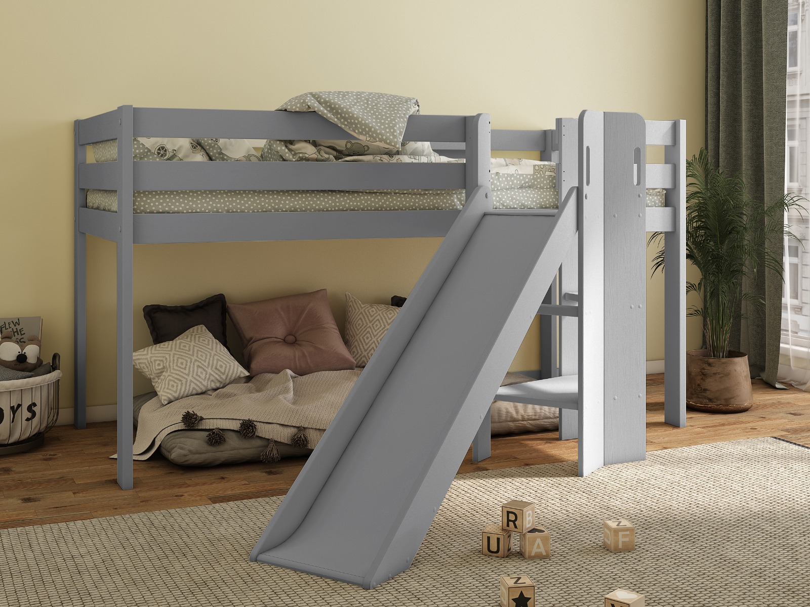 Noomi Sofie Slide Mid Sleeper Bed (FSC-Certified) Grey
