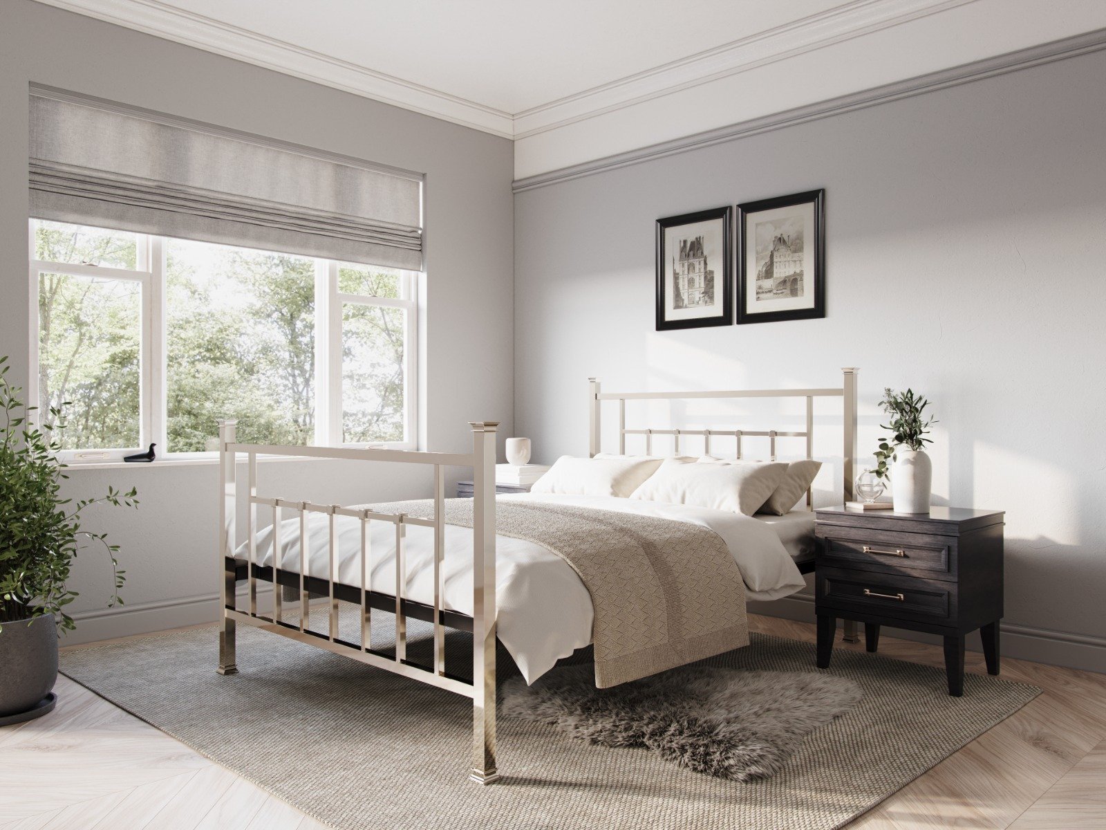 Flair Aether Nickel Metal Bed Frame Double