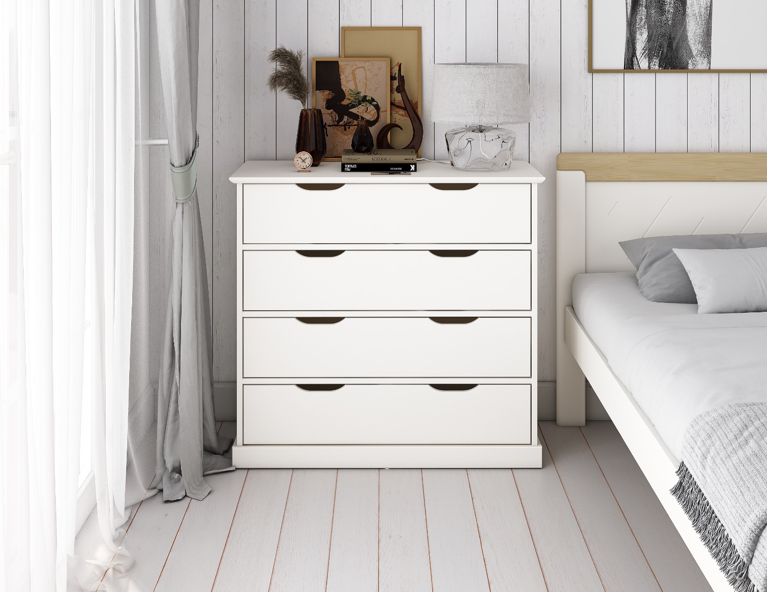 Noomi Aponi Chest Of 4 Drawers White (FSC Certified)