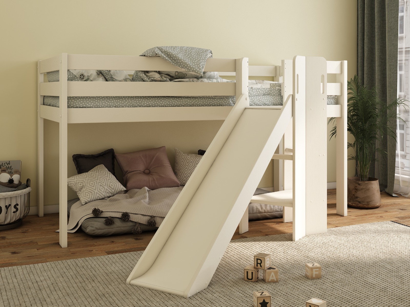 Noomi Sofie Slide Mid Sleeper Bed (FSC-Certified) White