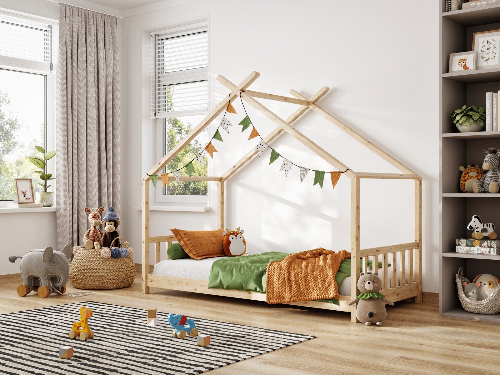 Flair Canopy House Wooden Single Bed Frame Pine