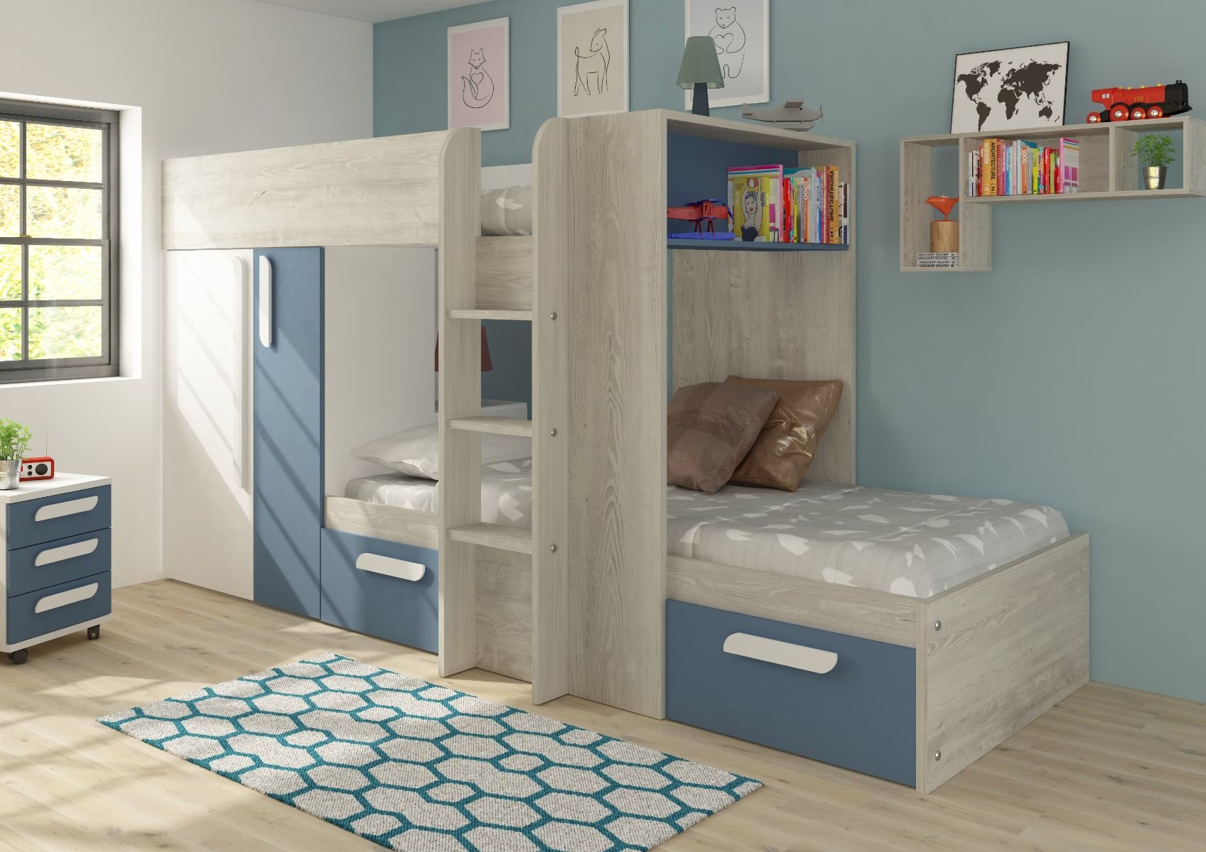Trasman Barca Bunk Bed, Bunk Beds With Shelves Uk