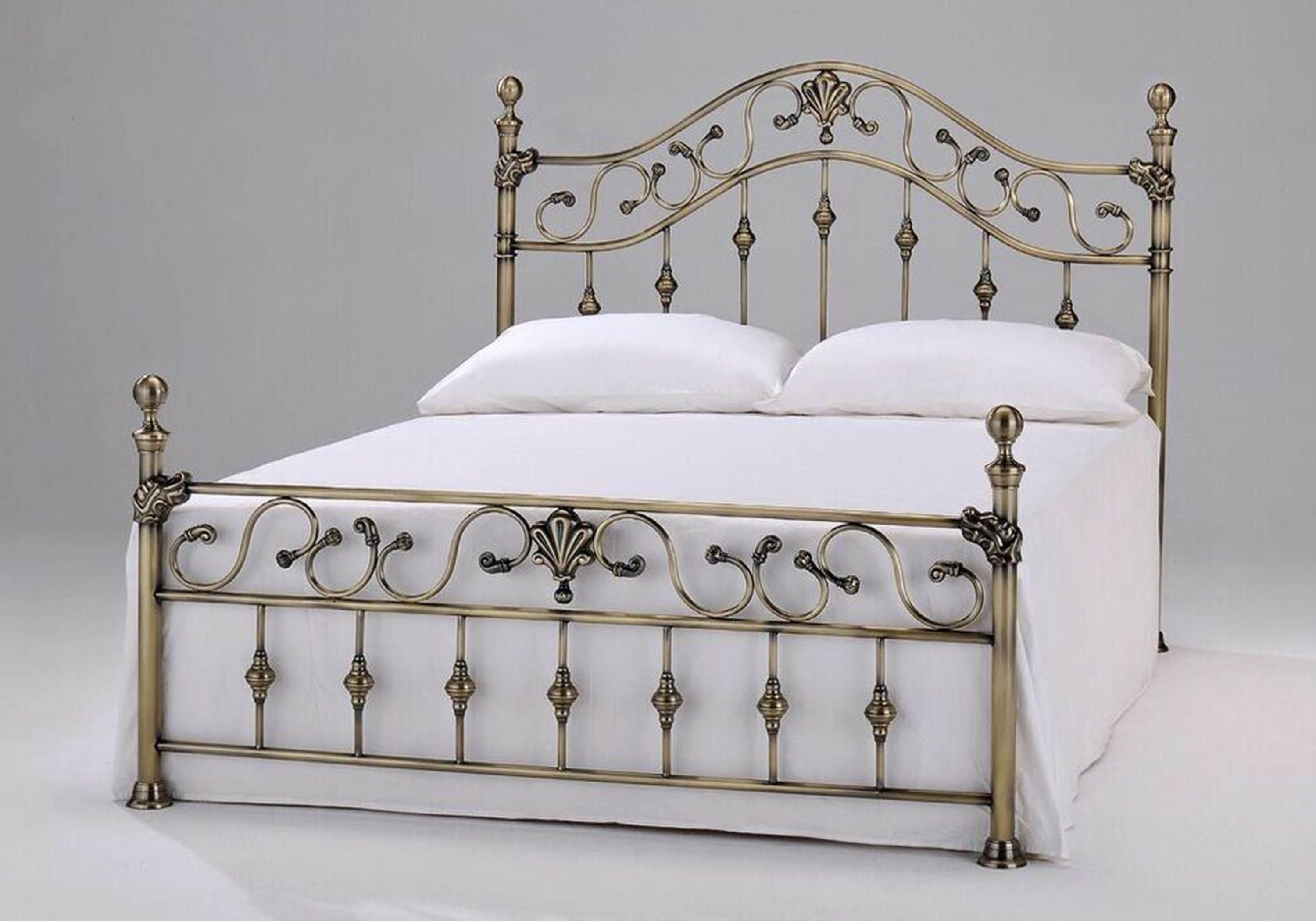 Harmony Elizabeth With Brass Finials Metal Bedframe