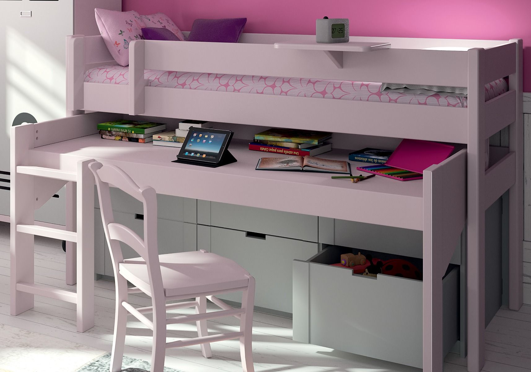 Mathy By Bols Dominique Mid Sleeper Bed With Drawers Desk
