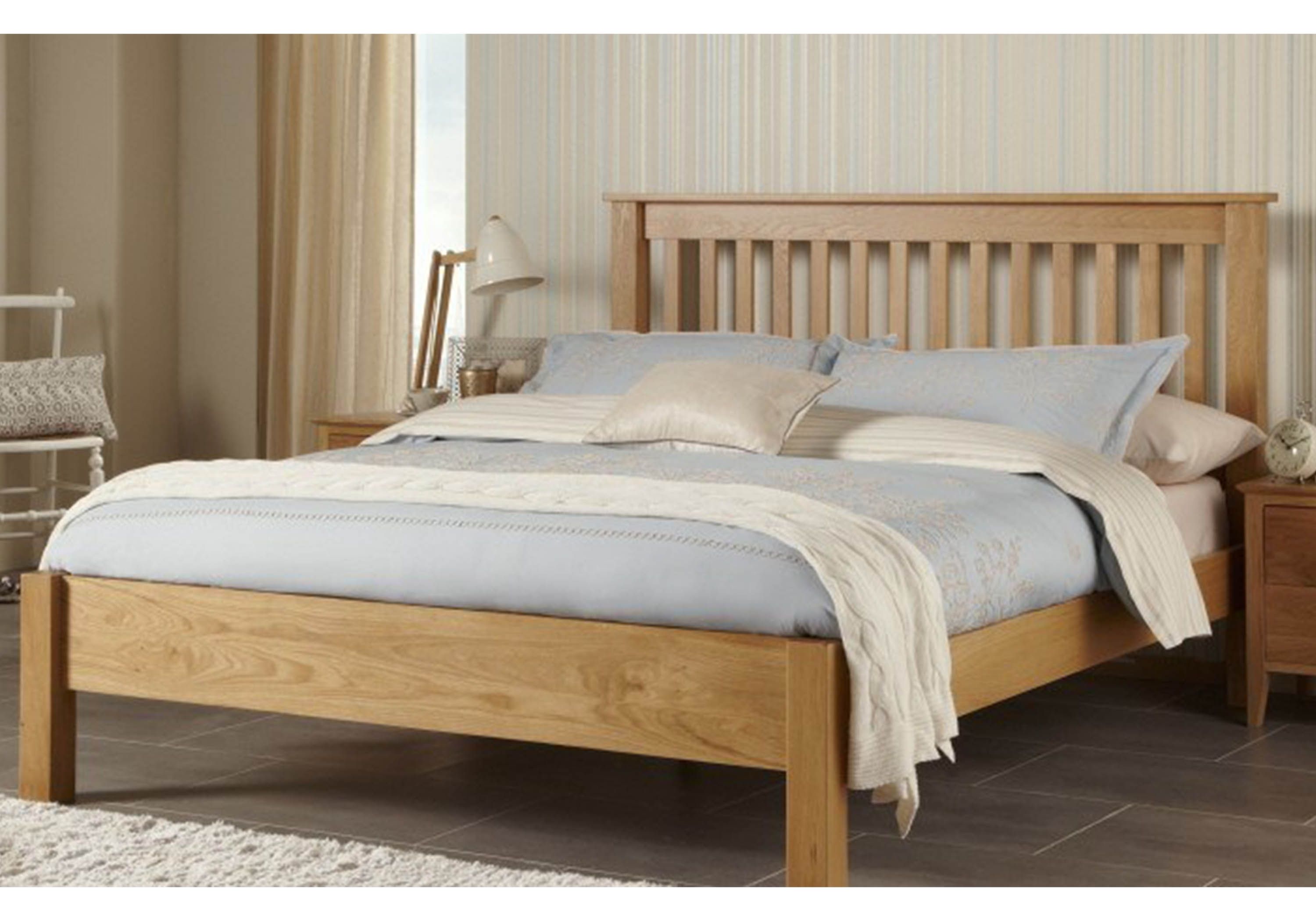 Serene Lincoln Oak Bed Frame, Oak Bed Frames Uk