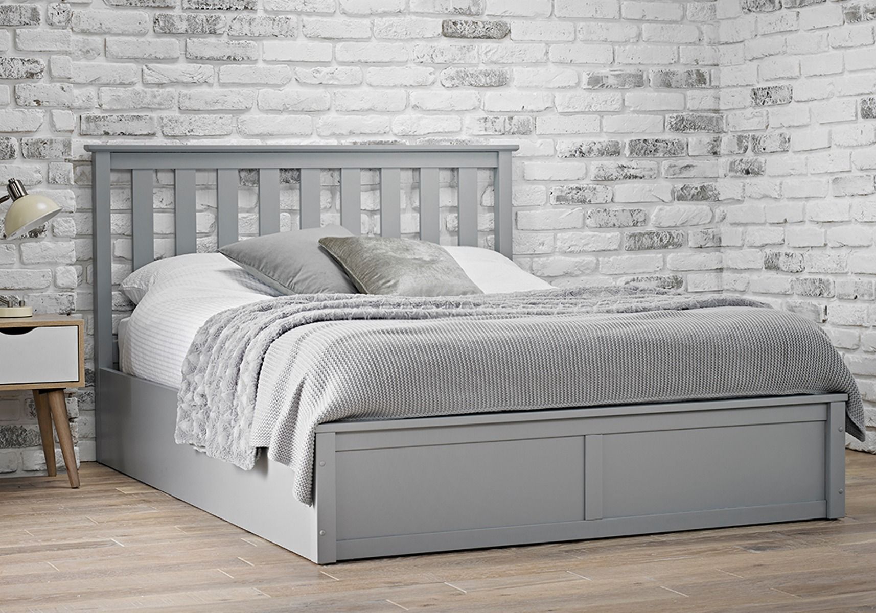 Lpd Oxford Grey Wooden Ottoman Bed Frame, Grey Wooden Bed Frame