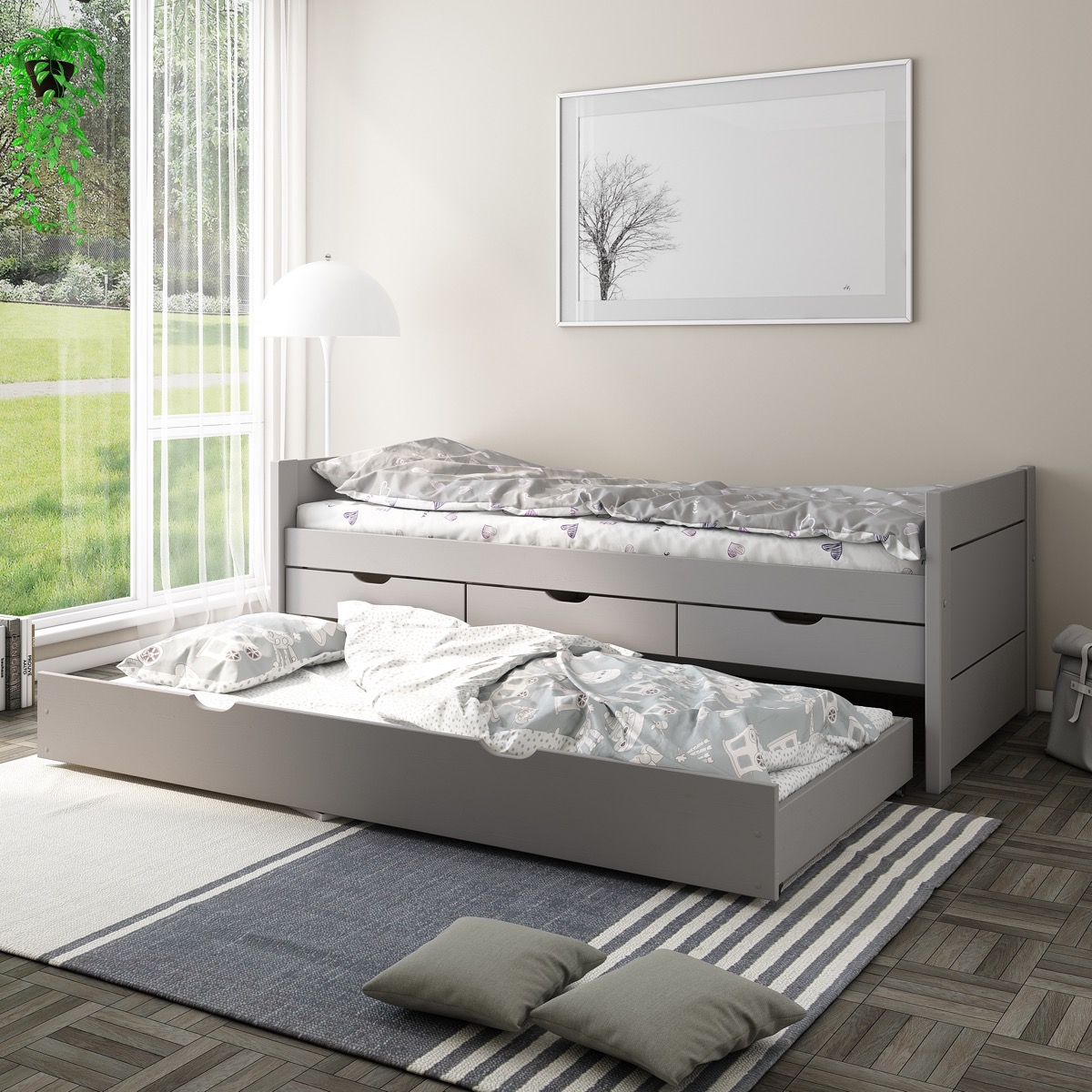 Noomi Solid Wood Tomas Captains Bed (FSC-Certified) Grey