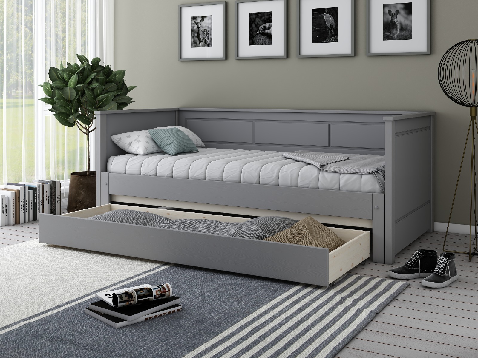Noomi Erika Solid Wood Guest Bed (FSC-Certified) Grey