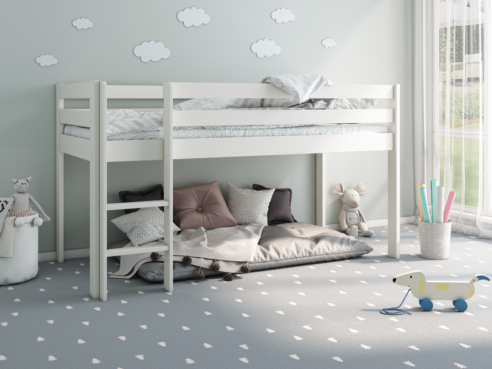 Noomi Nora Solid Wood Midsleeper Frame (FSC-Certified) White