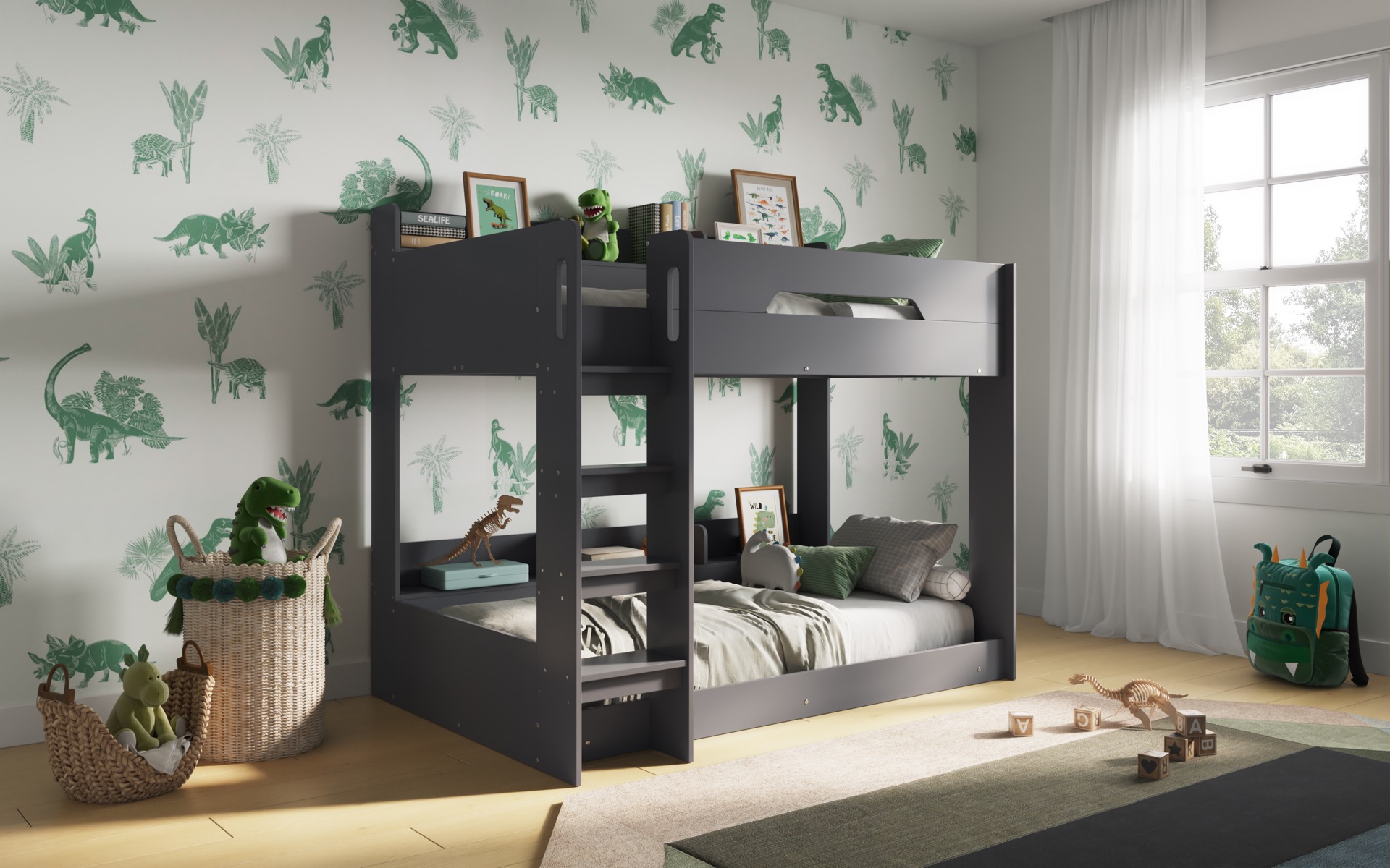 Flair Gravity Bunk Bed with Shelves Grey