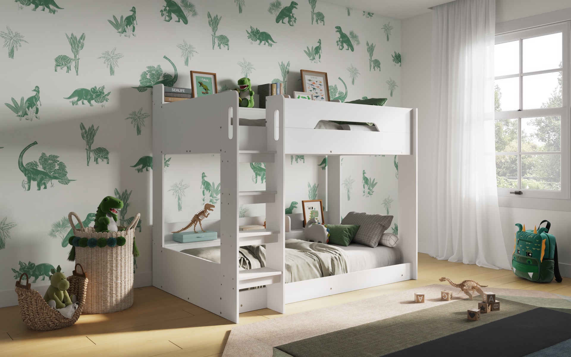 Flair Gravity Bunk Bed with Shelves White