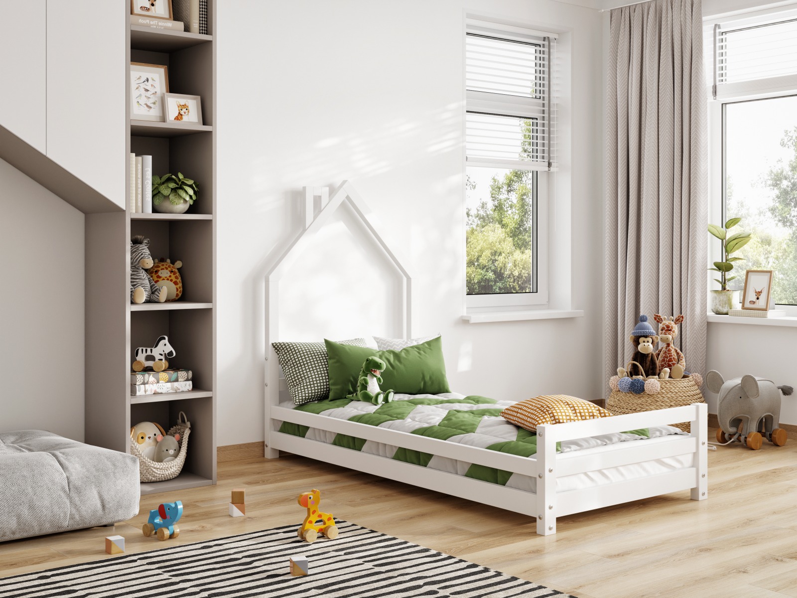 Flair Juni Solid Wood Single House Bed White