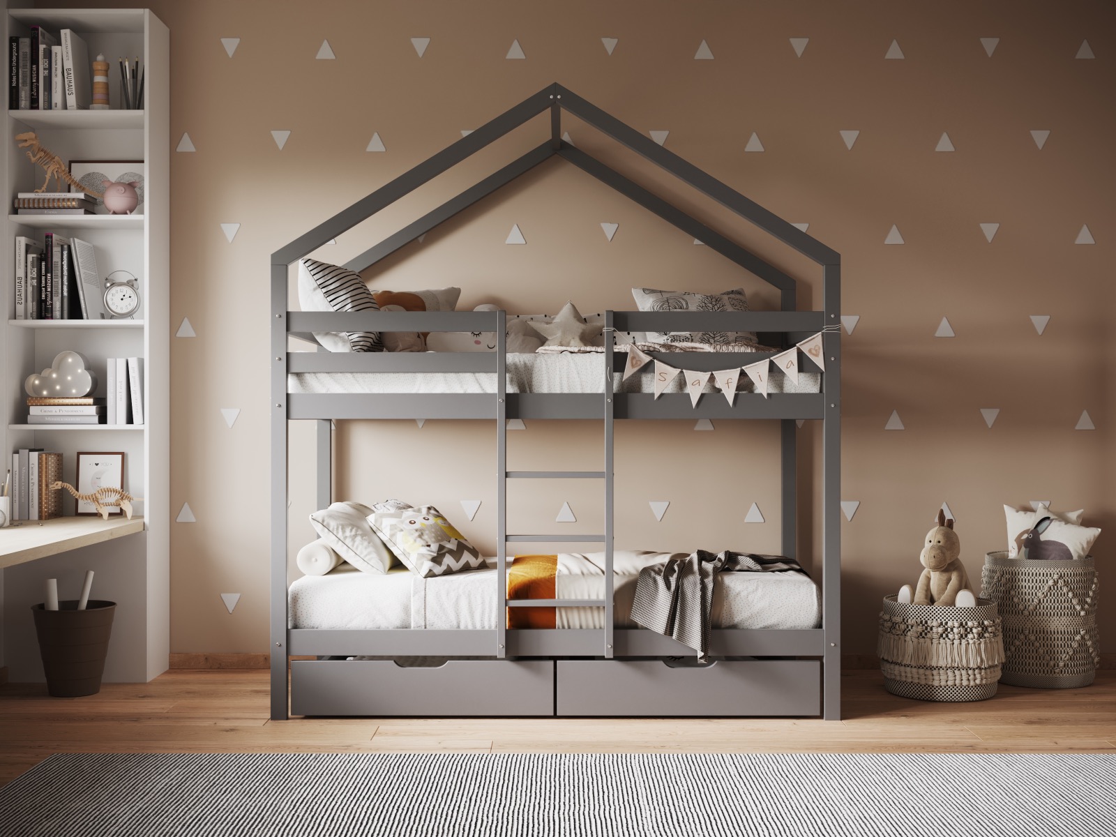 Flair Nest House Bunk Bed with Optional Storage Grey