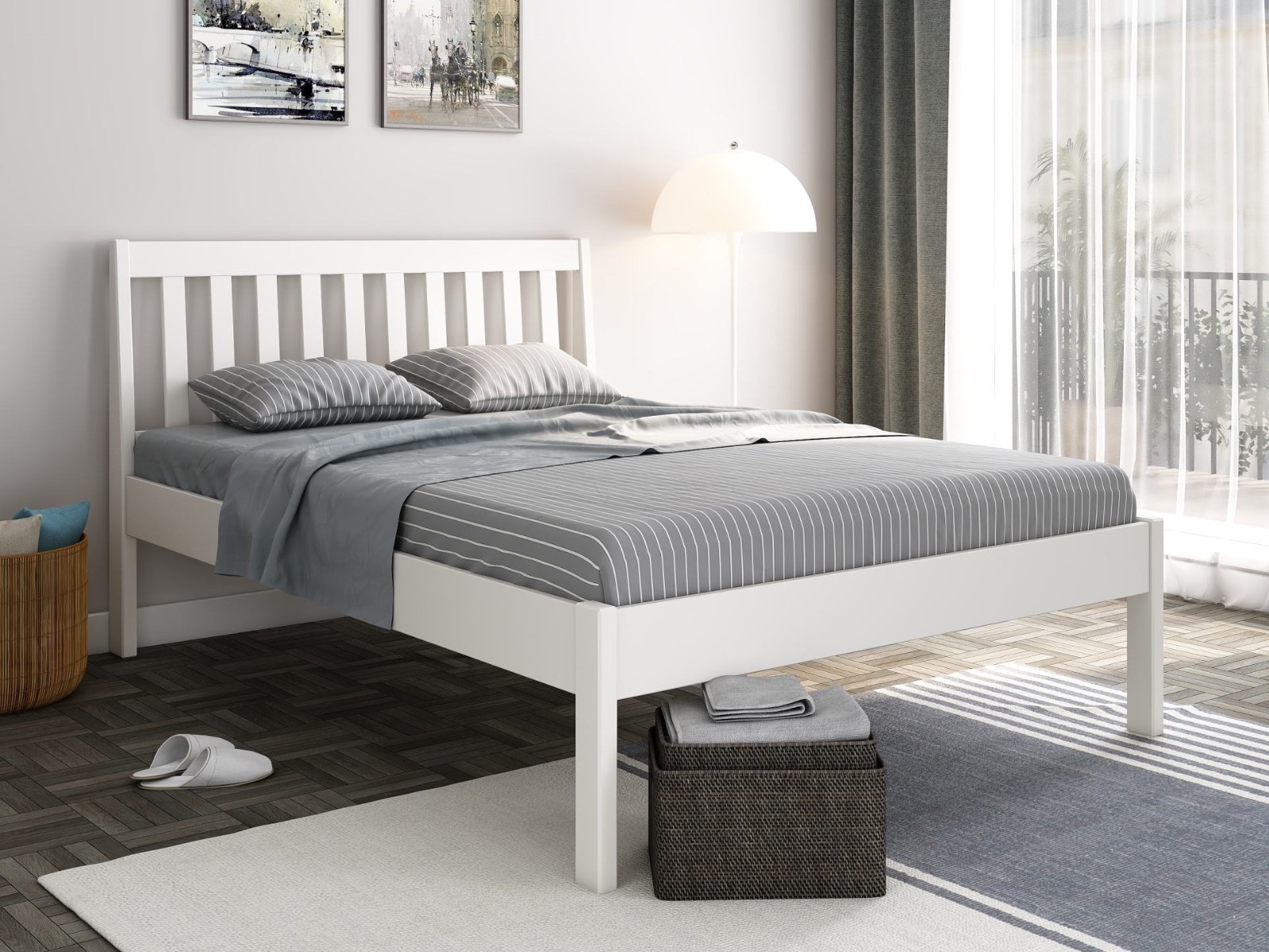 Noomi Elsie Solid Wood Bed White (FSC Certified) Kingsize