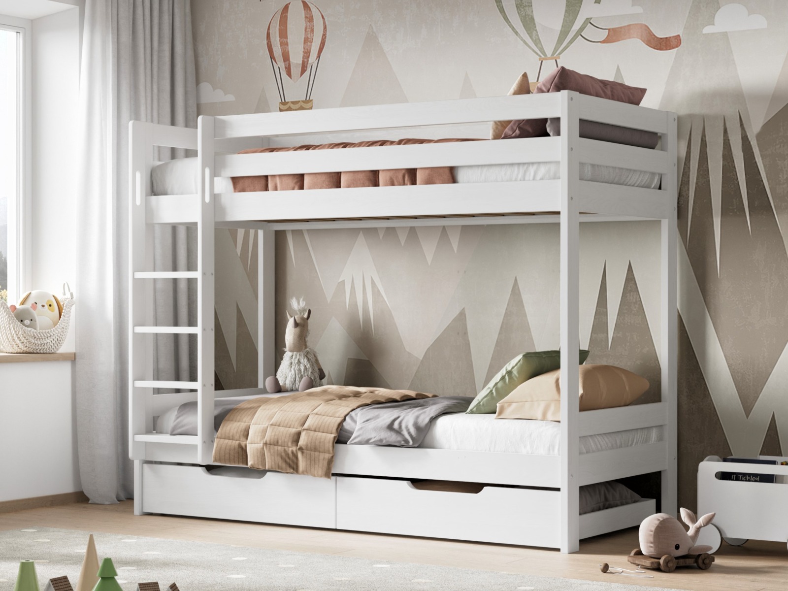 Noomi Nora Solid Wood Bunk Bed (FSC-Certified) White
