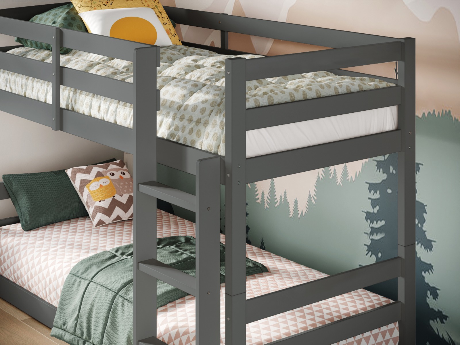 Flair Shasha Low Shorty Wooden Bunk Bed Grey