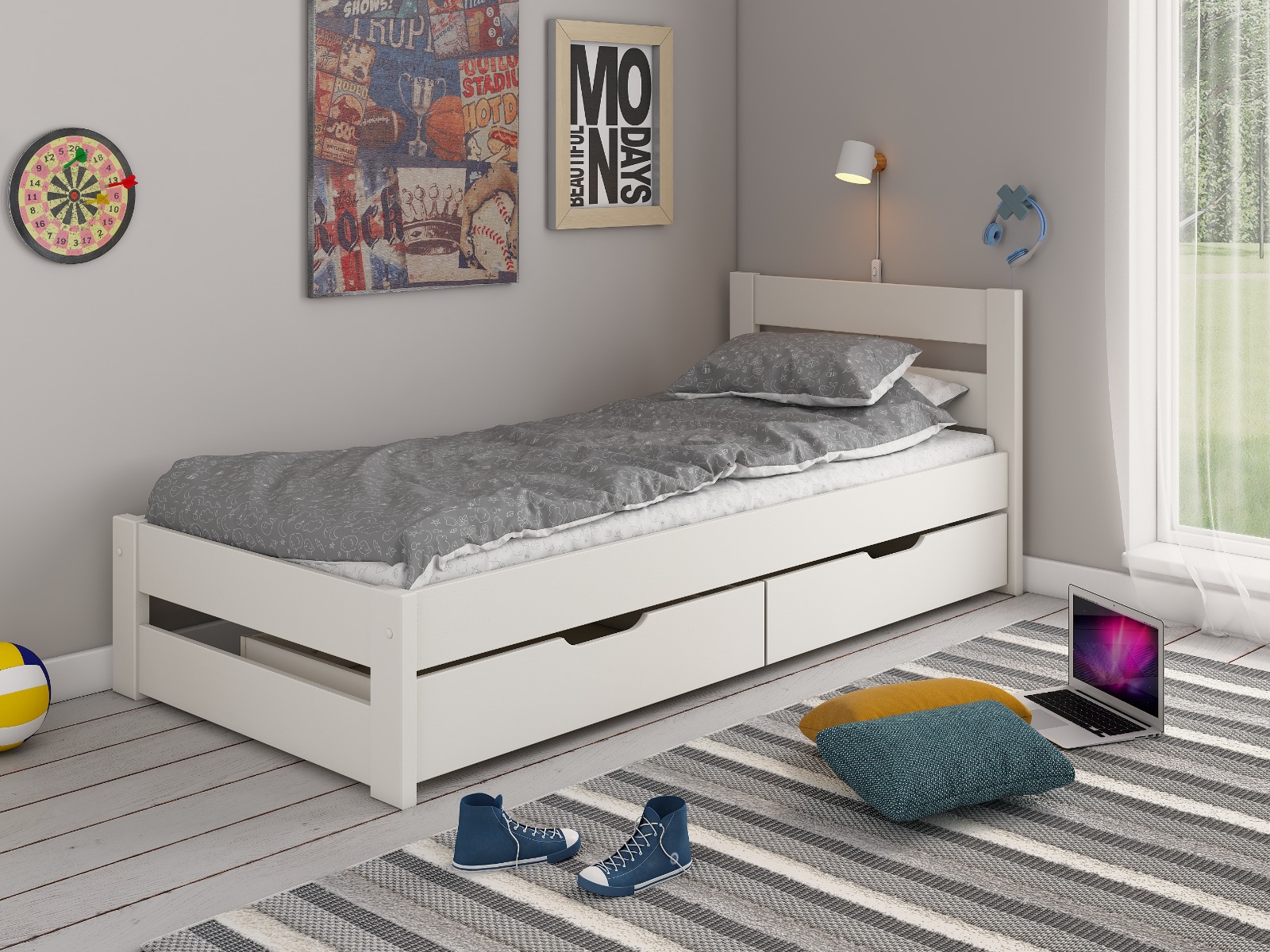 Noomi Tera Solid Wood Single Bed (FSC-Certified) White