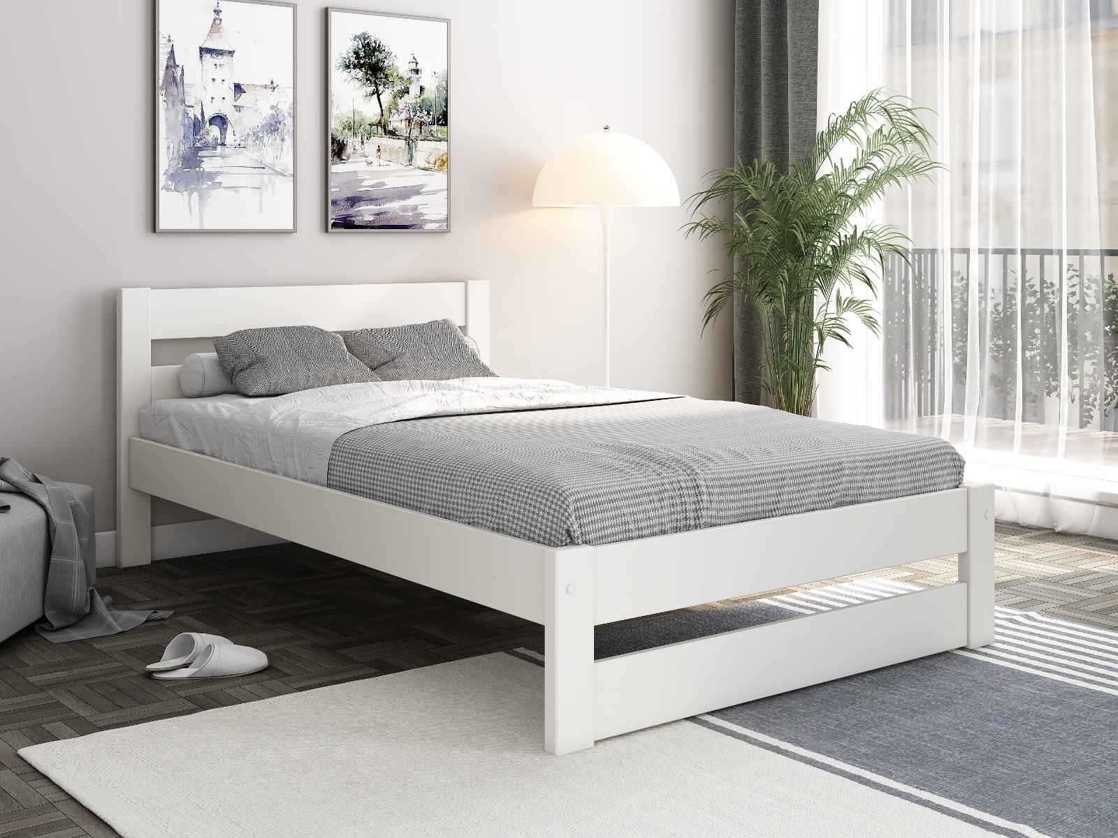 Noomi Tera Solid Wood Small Double Bed (FSC-Certified) White
