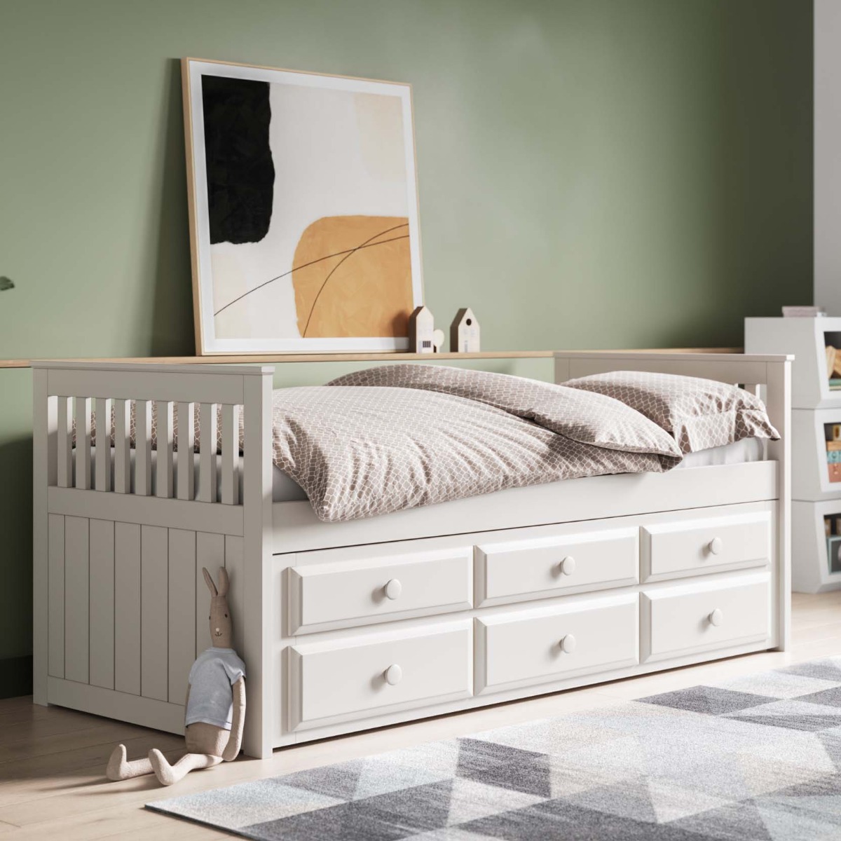Flair Vancouver Captains Guest Bed With Drawers White