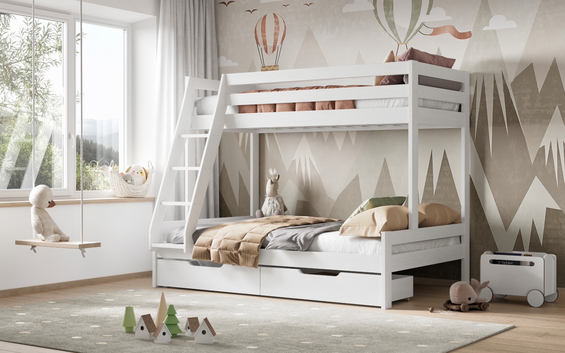 Noomi Nora Solid Wood Triple Bunk Bed (FSC-Certified) White